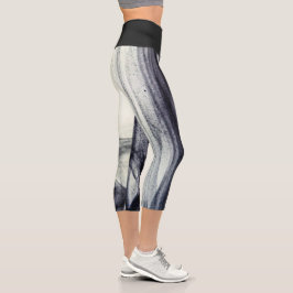 Leggings Capri Humo abstracto negro y blanco