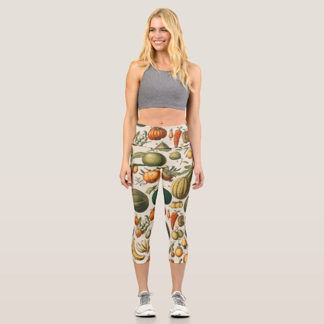 Leggings Capri Ilustracion científico botánico de frutas (Anverso)