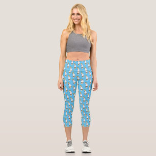 Leggings Capri Ilustración de dibujos animados de ave cacatúa cre