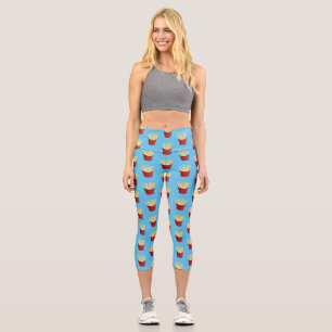 Leggings Capri Ilustración de dibujos animados de comida rápida d