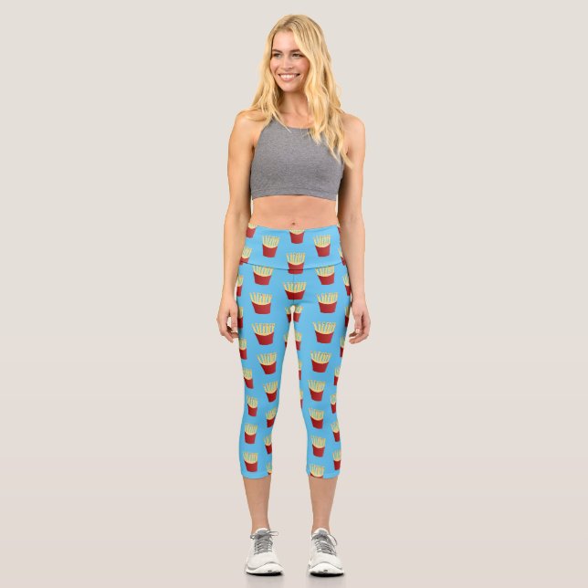 Leggings Capri Ilustración de dibujos animados de comida rápida d (Anverso)