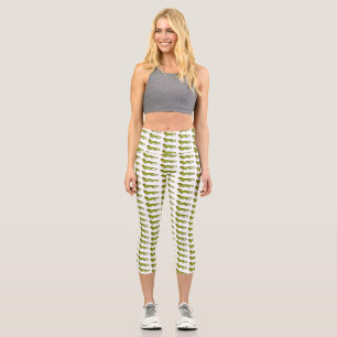 Leggings Capri Ilustración de dibujos animados de iguana verde fe