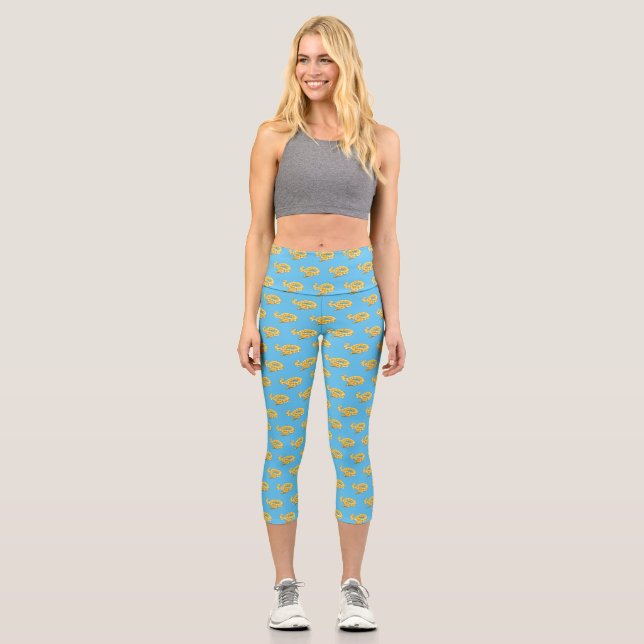 Leggings Capri ilustración de dibujos animados de serpiente pitón (Anverso)