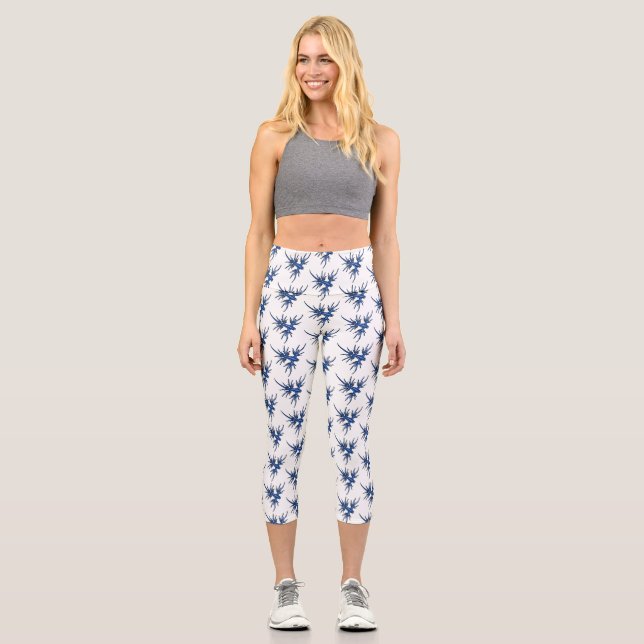 Leggings Capri Ilustracion de dragón azul (Anverso)