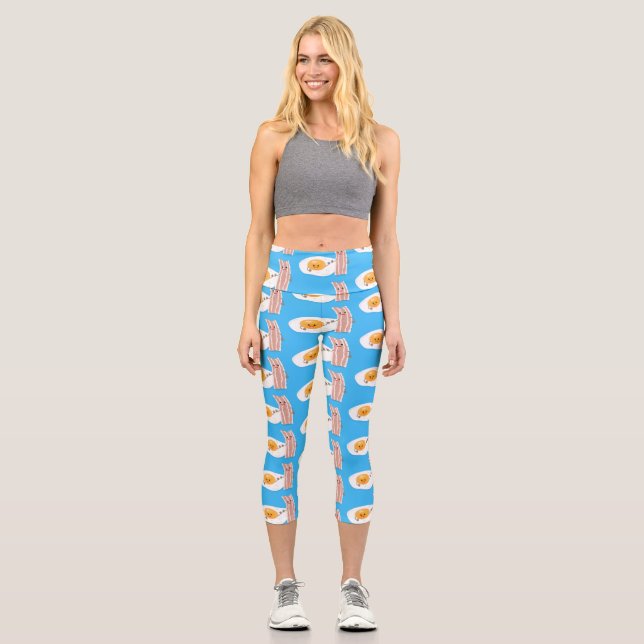 Leggings Capri Ilustracion de huevo de kawaii y personalizado de  (Anverso)
