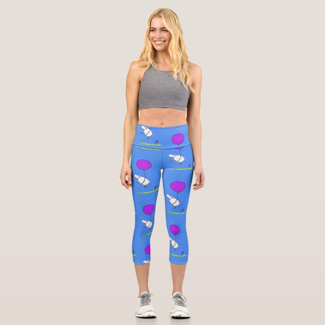 Leggings Capri Ilustracion de humor de personalizado de globo de  (Anverso)