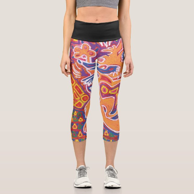Leggings Capri Ilustración de Mola2 (Anverso)