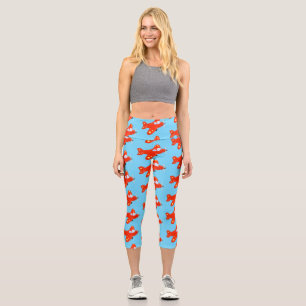 Leggings Capri Ilustracion de personalizado de avión rojo con vue