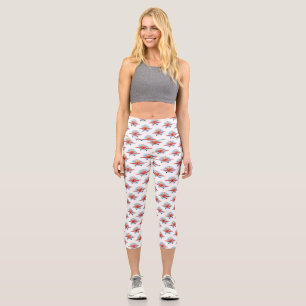 Leggings Capri Ilustracion de personalizado de avión rojo que vue