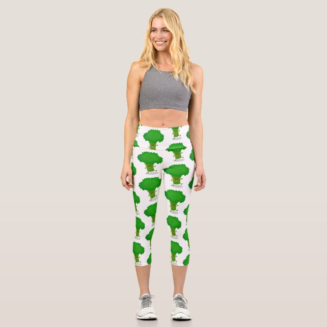 Leggings Capri Ilustracion de personalizado de brócoli de baile c (Anverso)