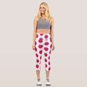Leggings Capri Ilustracion de personalizado de frambuesa alegre