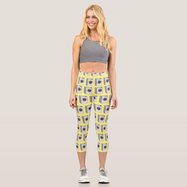 Leggings Capri Ilustracion de personalizado de lavadora (Anverso)