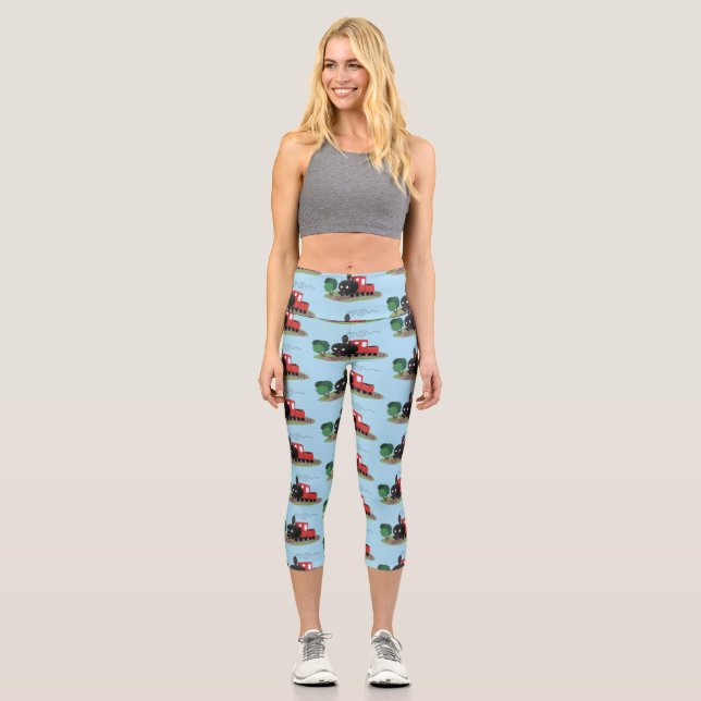 Leggings Capri Ilustracion de personalizado de locomotora de trac (Anverso)