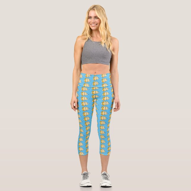 Leggings Capri Ilustracion de personalizado de mariposas (Anverso)