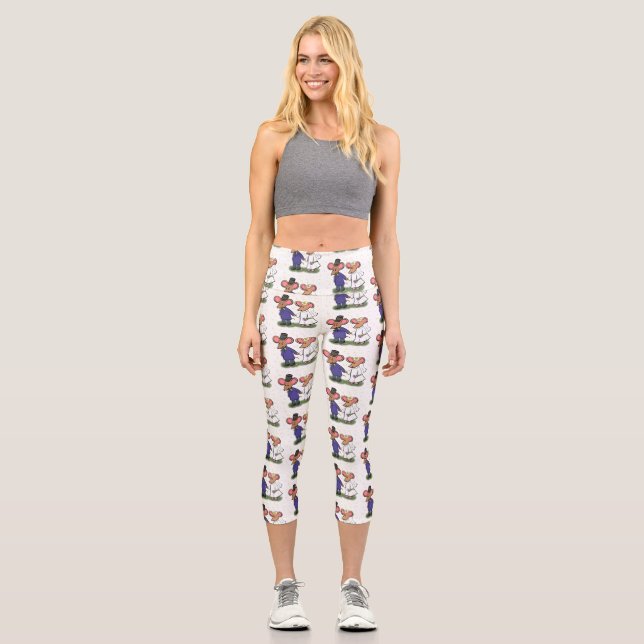 Leggings Capri Ilustracion de personalizado de pareja de ratones (Anverso)