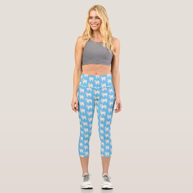 Leggings Capri Ilustracion de personalizado de perro de Samoyed (Anverso)