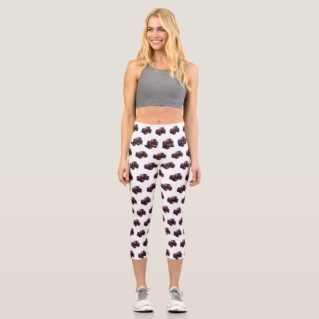 Leggings Capri Ilustracion de personalizado de tractores (Anverso)