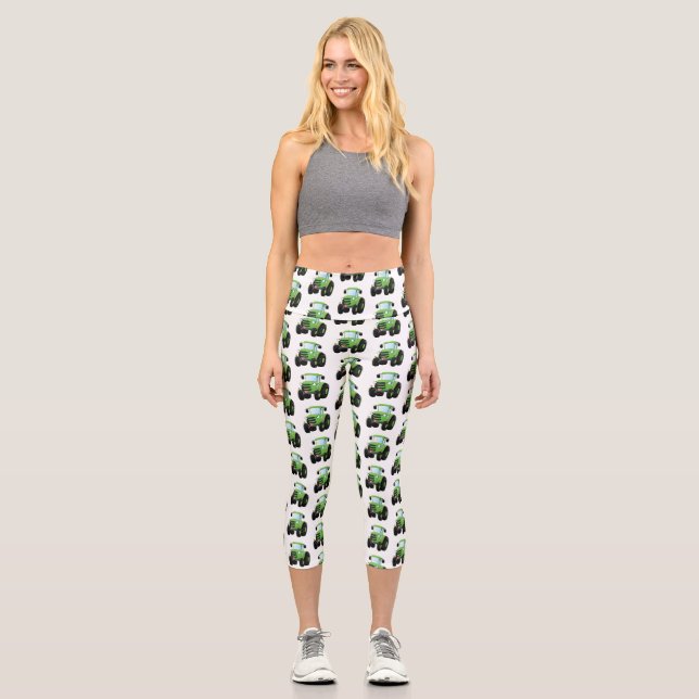 Leggings Capri Ilustracion de personalizado de tractores de granj (Anverso)