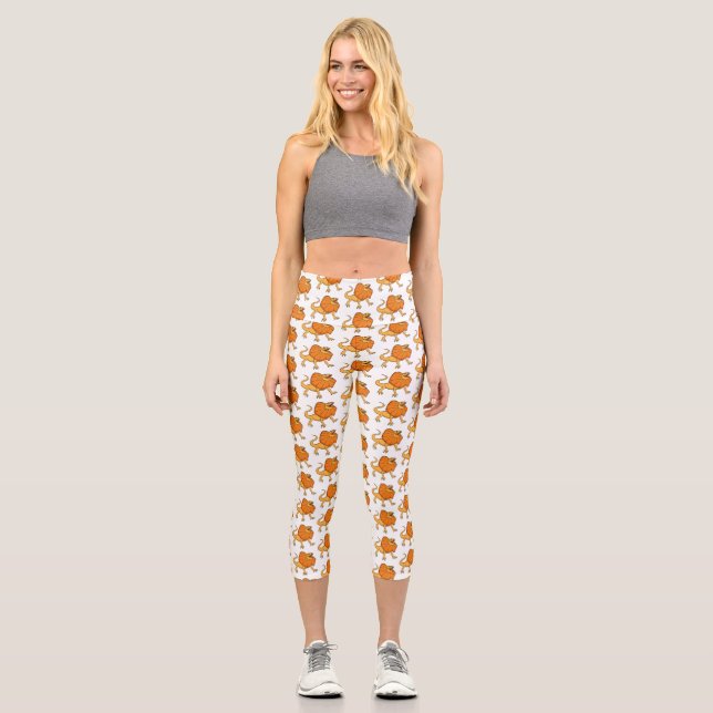 Leggings Capri ilustracion de personalizado naranja (Anverso)