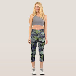 Leggings Capri Ilustracion de plantas interiores populares en la 