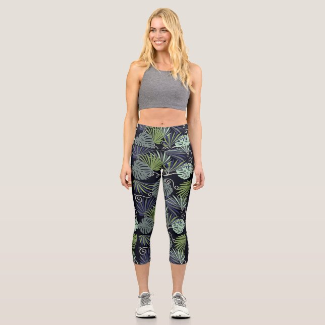 Leggings Capri Ilustracion de plantas interiores populares en la  (Anverso)