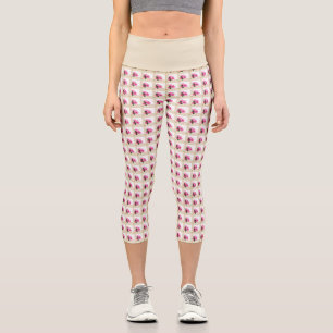 Leggings Capri Ilustracion floral clematis rosa beige