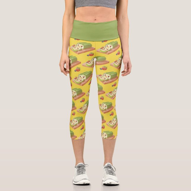 Leggings Capri Ilustracion Matcha Cake Roll (Anverso)