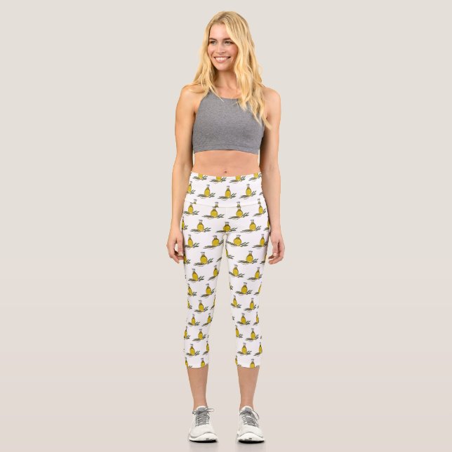 Leggings Capri Ilustracion personalizado de aceite de oliva (Anverso)