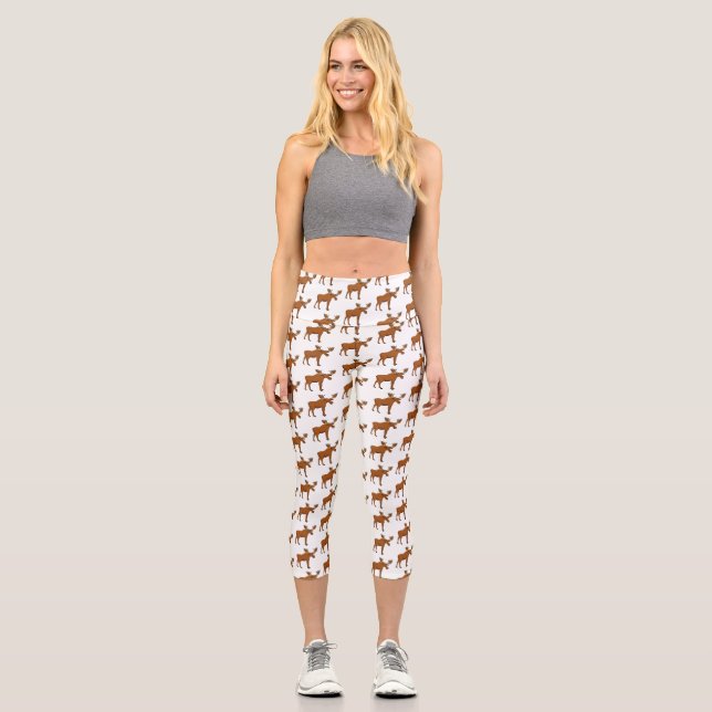 Leggings Capri Ilustracion personalizado de alce gracioso (Anverso)