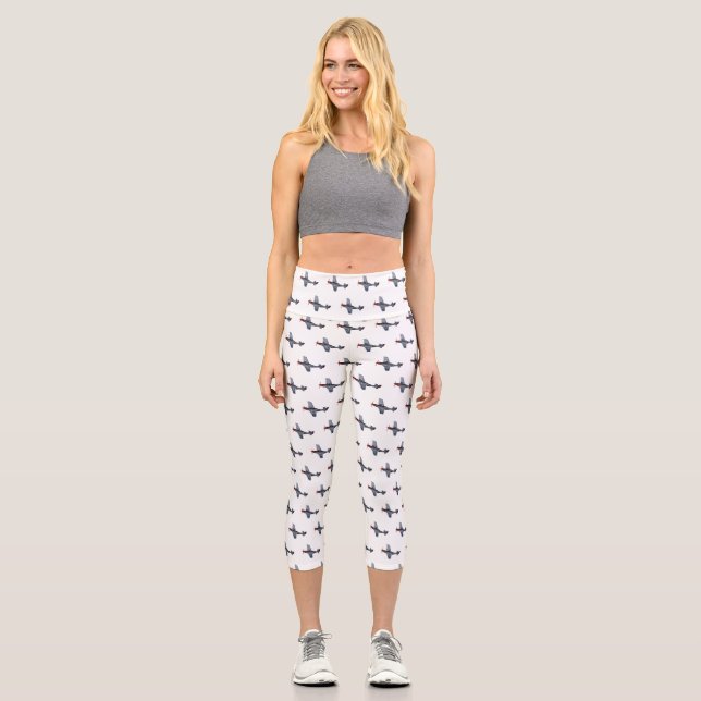 Leggings Capri Ilustracion personalizado de bombarderos (Anverso)