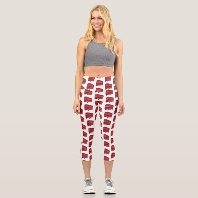 Leggings Capri Ilustracion personalizado de bus de dos pisos (Anverso)