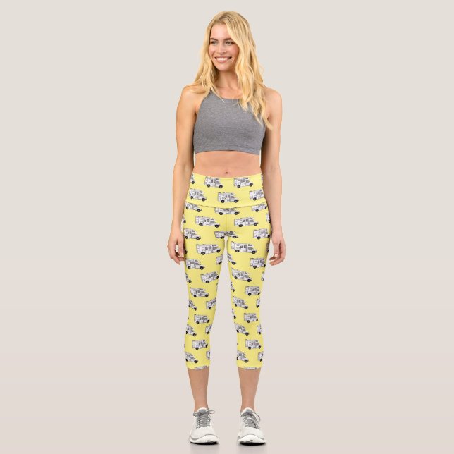 Leggings Capri Ilustracion personalizado de Campervan (Anverso)