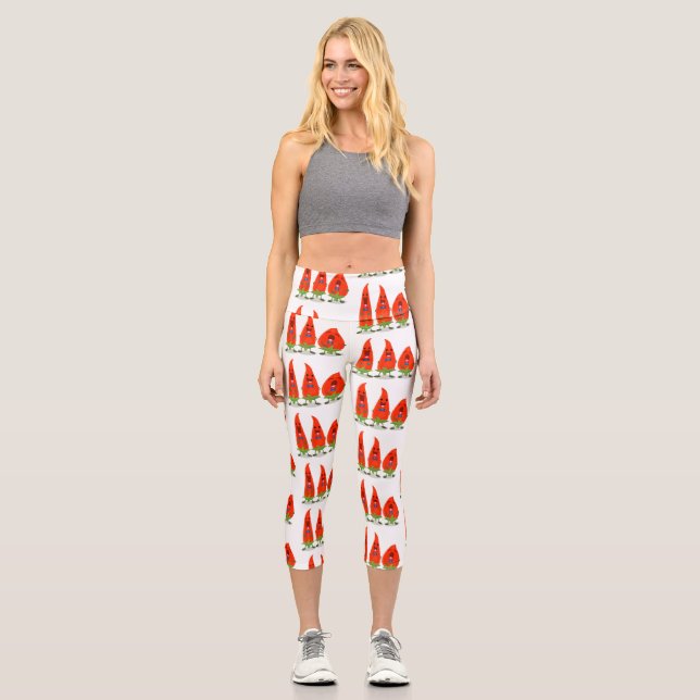Leggings Capri Ilustracion personalizado de chiles cantantes (Anverso)