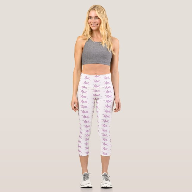 Leggings Capri Ilustracion personalizado de mantis orquídea (Anverso)