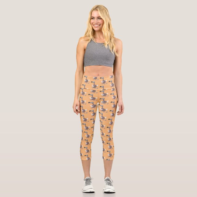 Leggings Capri Ilustracion personalizado de pájaro dodo gracioso (Anverso)