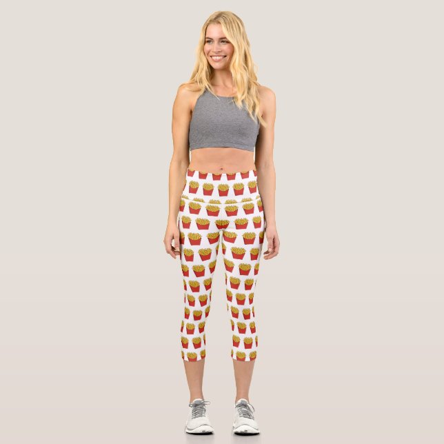 Leggings Capri Ilustracion personalizado de patatas fritas (Anverso)