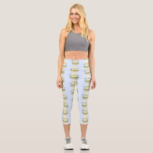 Leggings Capri Ilustracion personalizado de pato amarillo