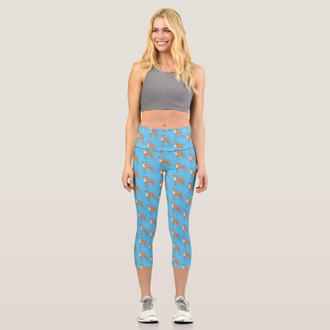 Leggings Capri Ilustracion personalizado de perro de Greyhound (Anverso)
