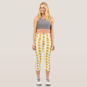 Leggings Capri Ilustracion personalizado de pescado tango amarill