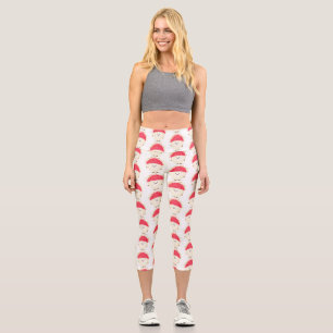 Leggings Capri Ilustracion personalizado de rambután rosa suave