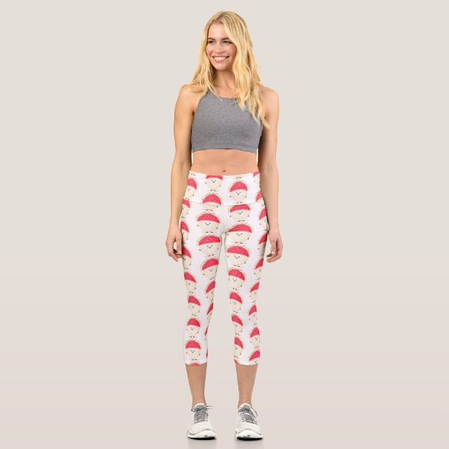 Leggings Capri Ilustracion personalizado de rambután rosa suave (Anverso)