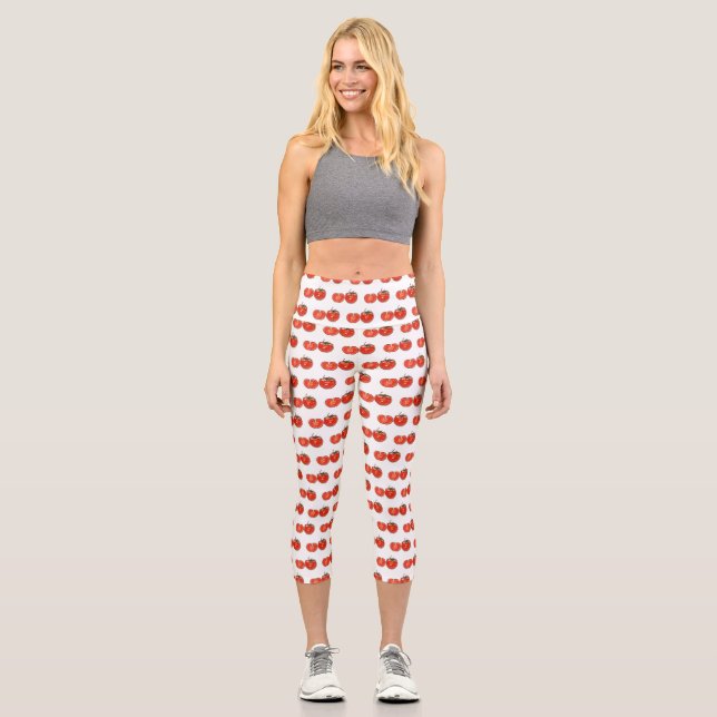 Leggings Capri Ilustracion personalizado de tomate (Anverso)