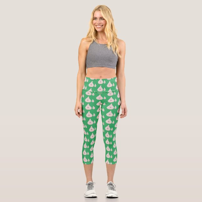 Leggings Capri Ilustracion vegetal de personalizado de ajo dulce (Anverso)