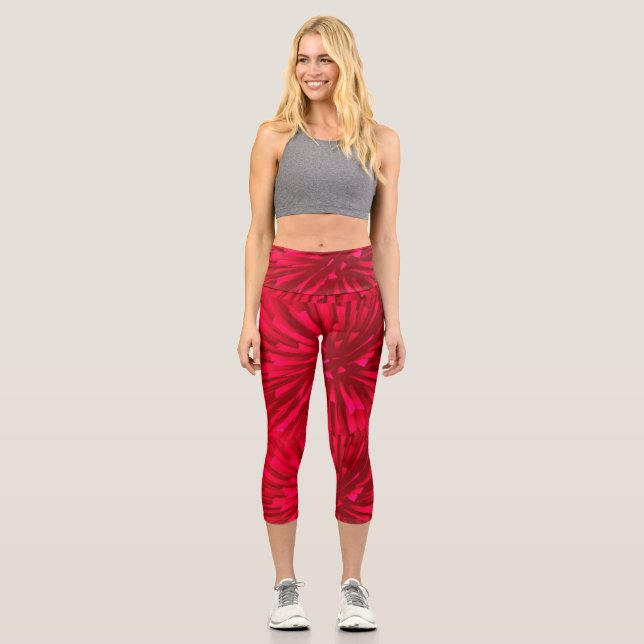 LEGGINGS CAPRI IMAGEN ABSTRACTA DE ASTRAL ROJO (Anverso)