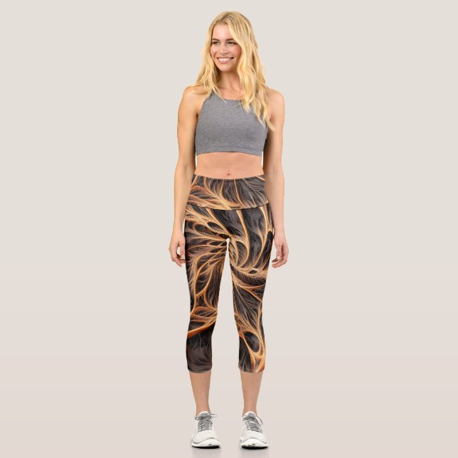 Leggings Capri Imagen abstracta - Fractal 3D, arte digital, braun (Anverso)