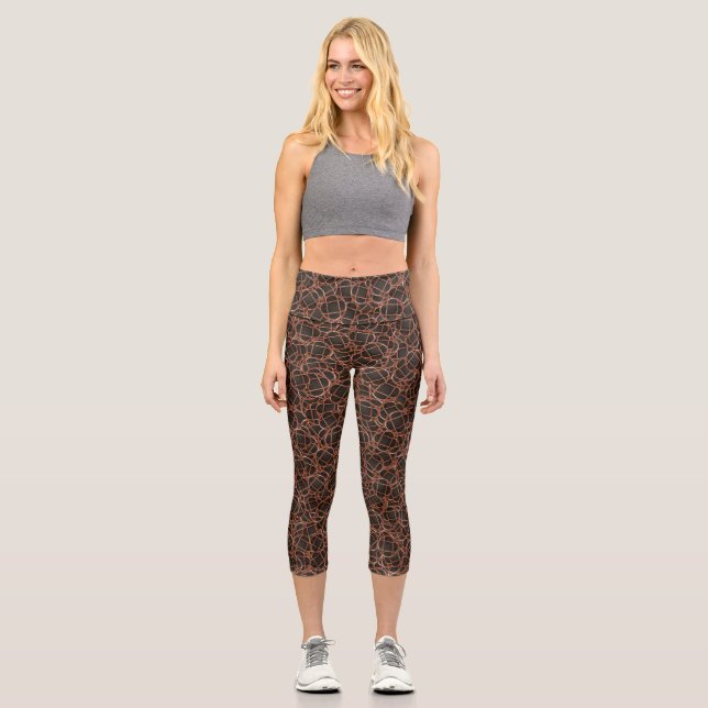 Leggings Capri Impresión abstracta geométrica aleatoria (Anverso)