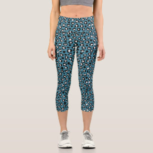 Leggings Capri Impresión animal, leopardo azul, puntos de chita,