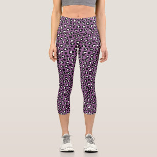 Leggings Capri Impresión animal, leopardo morado, puntos de chita