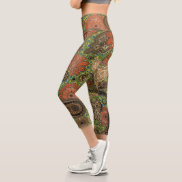 Leggings Capri Impresión animal Terracotta Fantasy Paisley
