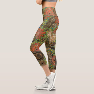 Leggings Capri Impresión animal Terracotta Fantasy Paisley